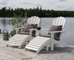 Adirondack stol med skammel - Hvidmalet fyrretræ