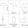 Alu Parasol Ø300 M/Tilt - Grå