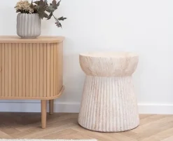 Bolette Sidebord m/ Rillet design - Ø37 x 43cm - Natur
