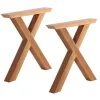 Bordben i Teak m/kryds ben - 2 stk