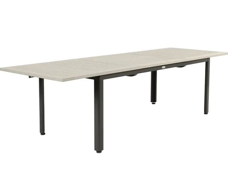 Boston Gine Havemøbelsæt med udtræksbord - 90x200/280 cm - Lys Grå / Sort
