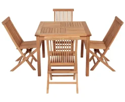 Bremen Kiel Havemøbelsæt 90x90 med 4 stole - Kerne Teak