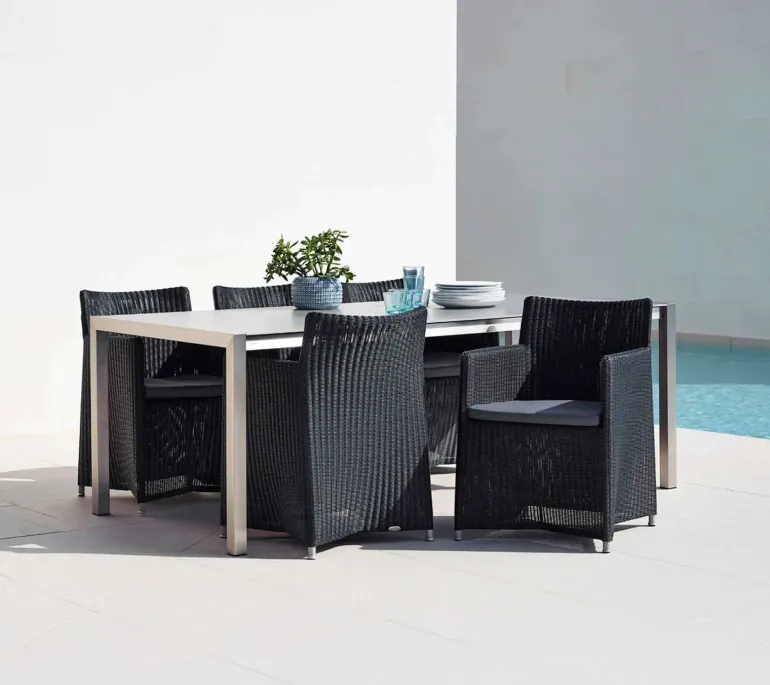 Cane-Line Diamond stol m/hynde - Graphite/Grey