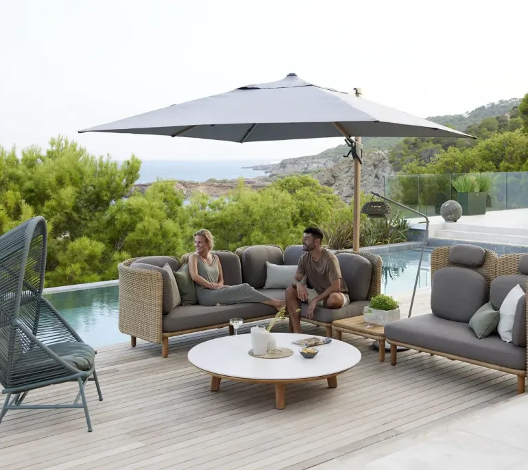 Cane-line Hyde Hængeparasol 3x4 meter med tilt - Trælook / Antracit