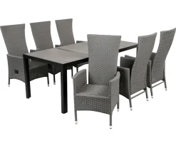 Ceramico Paris Havemøbelsæt m/ 6 stole - 90x195 cm - Grå
