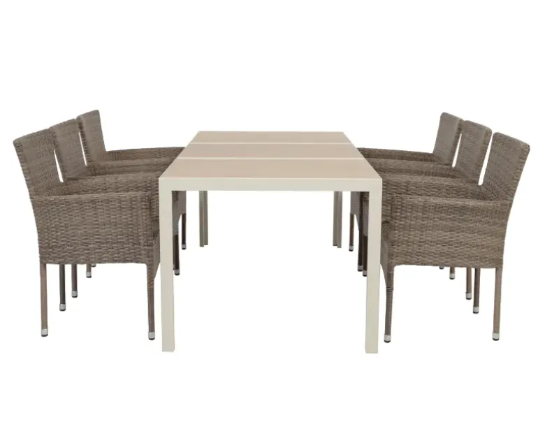 Ceramico Saba Havemøbelsæt - 90x195 cm - Gråhvid/Dusty
