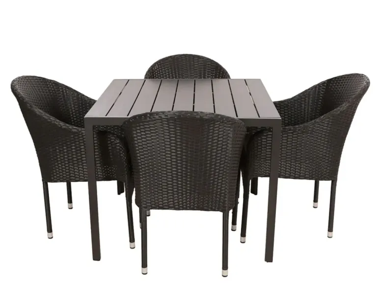 Chinet Andrea Havemøbelsæt m/4 stole - 90x90 - Sort