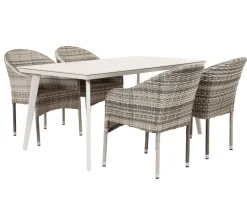 Dagmar Andrea Havemøbelsæt m/4 stole 90x160 cm - Gråhvid