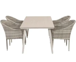 Dagmar Andrea Havemøbelsæt m/4 stole 90x160 cm - Gråhvid