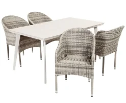 Dagmar Andrea Havemøbelsæt m/4 stole 90x160 cm - Gråhvid