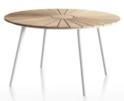 DaneLine Eva Havebord Ø130 cm - Kerneteak / Hvid
