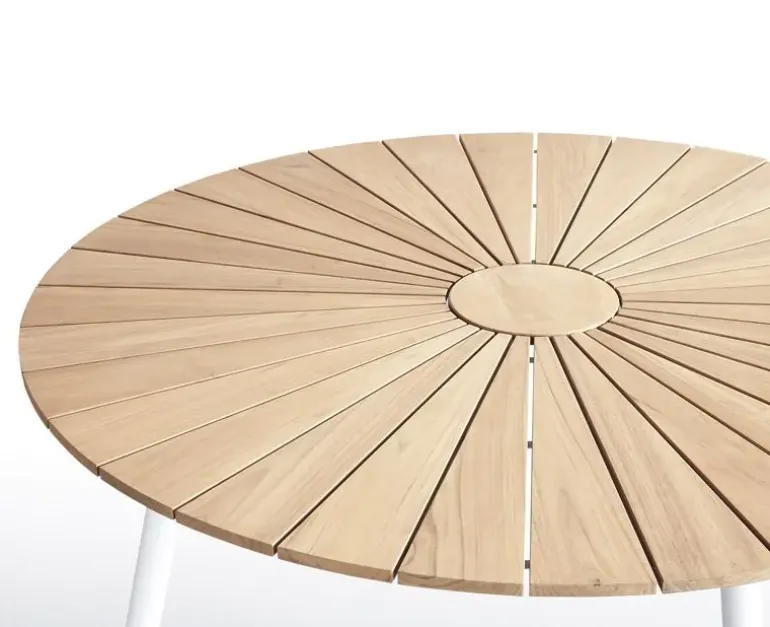 DaneLine Eva Havebord Ø130 cm - Kerneteak / Hvid