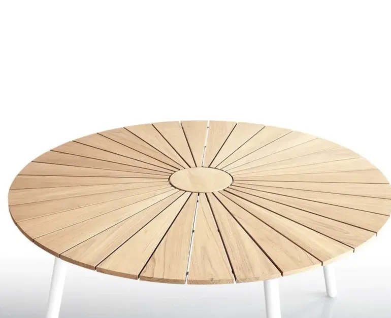 DaneLine Eva Havebord Ø130 cm - Kerneteak / Hvid