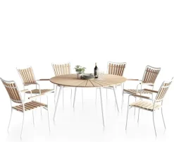 DaneLine Eva Havebord Ø150 cm - Kerneteak / Hvid