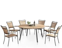 DaneLine Eva Havebord Ø150 cm - Kerneteak / Grå