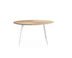 DaneLine Eva Havebord Ø110 cm - Kerneteak / Hvid