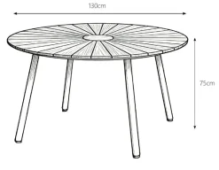 DaneLine Eva Havebord Ø130 cm - Kerneteak / Latte