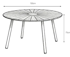 DaneLine Eva Havebord Ø150 cm - Kerneteak / Latte