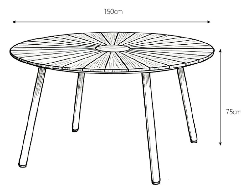 DaneLine Eva Havebord Ø150 cm - Kerneteak / Latte