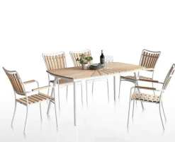 DaneLine Eva Ovalt Havebord 90x160 - Kerneteak / Hvid