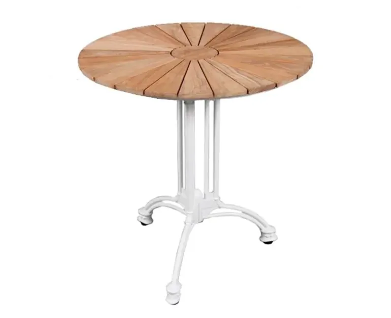 DaneLine Eva Teak Cafébord - Ø70 cm - Hvid