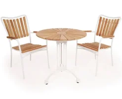 DaneLine Eva Teak Cafésæt - Ø70 cm - Hvid