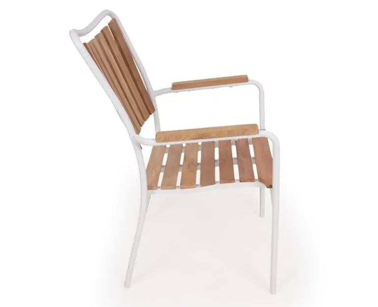 DaneLine Eva Teak Cafésæt - Ø70 cm - Hvid