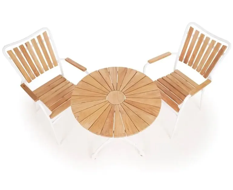 DaneLine Eva Teak Cafésæt - Ø70 cm - Hvid