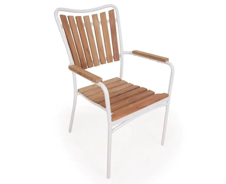 DaneLine Eva Teak Cafésæt - Ø70 cm - Hvid
