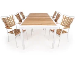 DaneLine Eva Teak Havemøbelsæt - 102x219 cm - Hvid