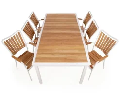 DaneLine Eva Teak Havemøbelsæt - 102x219 cm - Hvid
