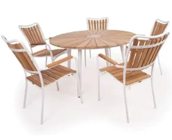 DaneLine Eva Teak Havemøbelsæt - Ø130 cm - Hvid