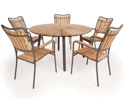 DaneLine Eva Teak Havemøbelsæt - Ø130 cm - Grå