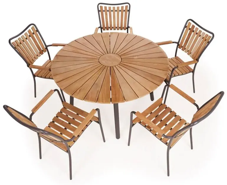 DaneLine Eva Teak Havemøbelsæt - Ø130 cm - Grå