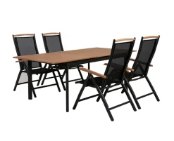 Dayton Havemøbelsæt med udtræksbord - 100x150/200 cm med 4 positionsstole