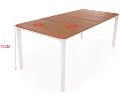 Firenze havebord 90x200 cm - Hvid / Kerneteak