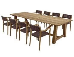 Hercules Tonka Havemøbelsæt m/8 stole - 100x290 - Kerneteak