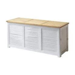 Hvid Hyndeboks med teak låg