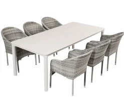 Karen Andrea Havemøbelsæt med 6 stole 99,50x210 cm - Gråhvid