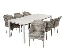 Karen Andrea Havemøbelsæt med 6 stole 99,50x210 cm - Gråhvid
