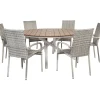Kira Havebord Ø152 - Teak look / Gråhvid