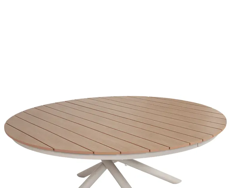 Kira Havebord Ø152 - Teak look / Gråhvid
