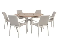 Kira Havebord Ø152 - Teak look / Gråhvid