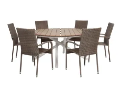 Kira Havebord Ø152 - Teak look / Gråhvid