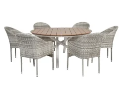 Kira Havebord Ø152 - Teak look / Gråhvid
