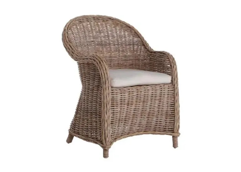Kubu rattan spisestol med hynde - Natur