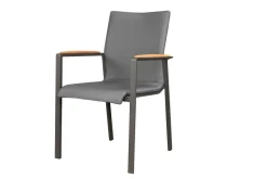 Lea Lux stabelstol med teak armlæn - Antracit / Grå