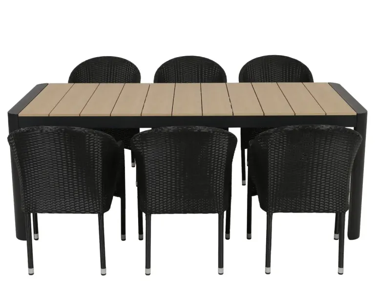 Lohals Andrea Havemøbelsæt med 6 stole - 95 x 205/275 cm - Mørkegrå