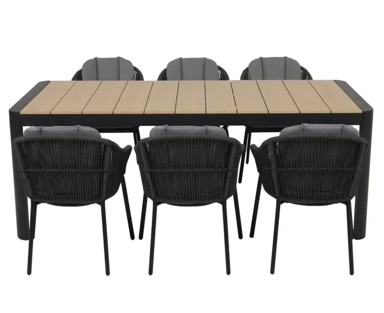 Lohals Svala Havemøbelsæt til 6 personer - 95 x 205/275 cm - Mørkegrå
