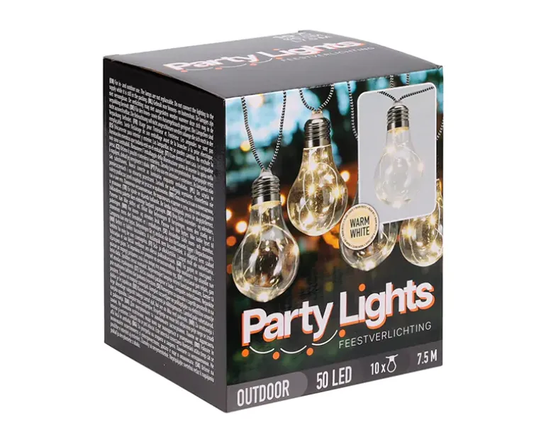 Lyskæde Partylight m/50 LED - Varm hvid